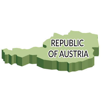 オーストリア共和国無料フリーイラスト｜英語・立体(緑)